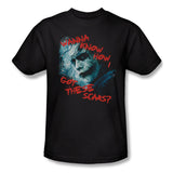 Batman Dark Knight Joker Scar Question Mens T-Shirt