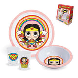 Wonder Woman Plate, Bowl And Cup 3-Piece Kids Set