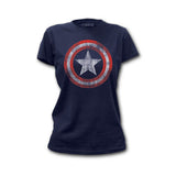 Captain America Distressed Shield Womens T-Shirt