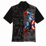 Captain America Two-Tone Hawaiian Camp Mens Shirt