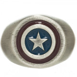 Captain America Shield Brushed Nickel Mens Ring