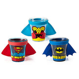 Batman, Superman, Wonder Woman Caped Shot Glasses Set Of 3