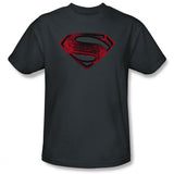 Superman Man Of Steel Red And Black Shield Mens T-Shirt