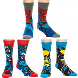 Marvel Crew Socks 3-Pack: Spiderman, Captain America & Wolverine