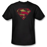 Superman War Torn Shield Mens T-Shirt