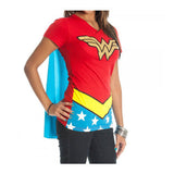 Wonder Woman Costume Juniors V-Neck T-Shirt With Cape
