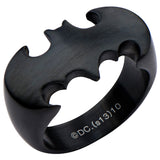 Batman Bat Logo Stainless Steel Black Mens Ring