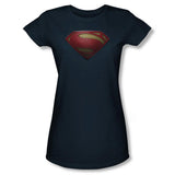 Superman Man Of Steel Shield Juniors Navy T-Shirt
