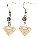 Superman Logo Gold-Plated Dangle Earrings